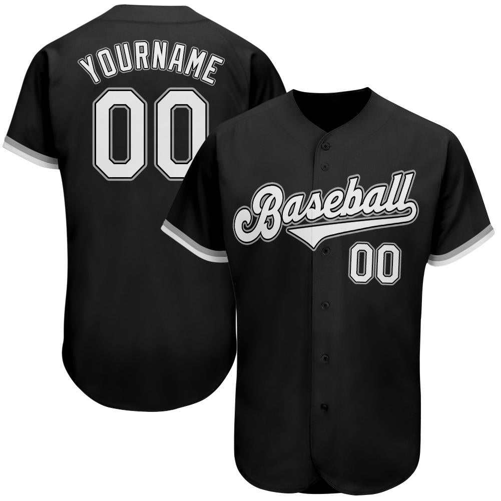 Custom Black White-Gray Authentic Baseball Jersey
