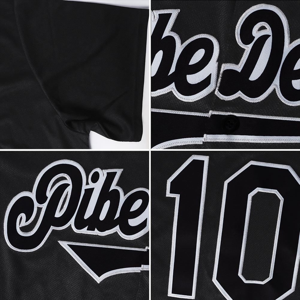 Custom Black Black-Gray Authentic Throwback Rib-Knit Baseball Jersey Shirt