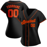 Custom Black Orange-Black Authentic Baseball Jersey
