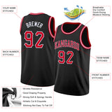 Custom Black Red-White Round Neck Rib-Knit Basketball Jersey