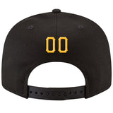 Custom Black Gold-White Stitched Adjustable Snapback Hat