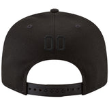 Custom Black Black-Old Gold Stitched Adjustable Snapback Hat