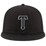 Custom Black Black-White Stitched Adjustable Snapback Hat