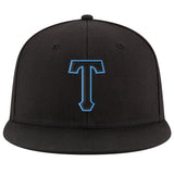 Custom Black Black-Powder Blue Stitched Adjustable Snapback Hat