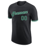 Custom Black Kelly Green-White Performance T-Shirt