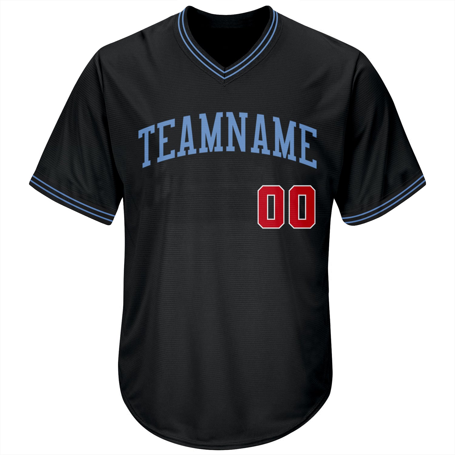 Custom Black Red-Light Blue Authentic Throwback Rib-Knit Baseball Jersey Shirt