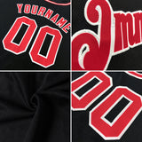 Custom Black Red-Cream Authentic Throwback Rib-Knit Baseball Jersey Shirt