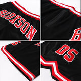 Custom Black Red-White Authentic Throwback Basketball Shorts