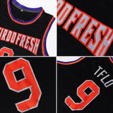 Custom Black Orange-Gray Authentic Throwback Basketball Jersey