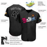 Custom Black Black-Pink Authentic Split Fashion Baseball Jersey