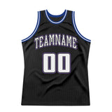 Custom Black White-Royal Authentic Throwback Basketball Jersey