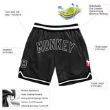 Custom Black Black-White Authentic Throwback Basketball Shorts