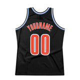 Custom Black Orange-Light Blue Authentic Throwback Basketball Jersey
