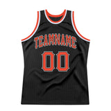 Custom Black Orange-White Authentic Throwback Basketball Jersey