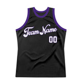 Custom Black White-Purple Authentic Throwback Basketball Jersey