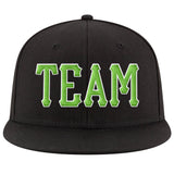Custom Black Neon Green-White Stitched Adjustable Snapback Hat