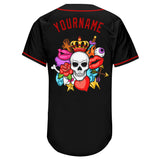 Custom Black White-Red Authentic Skull Fashion Baseball Jersey