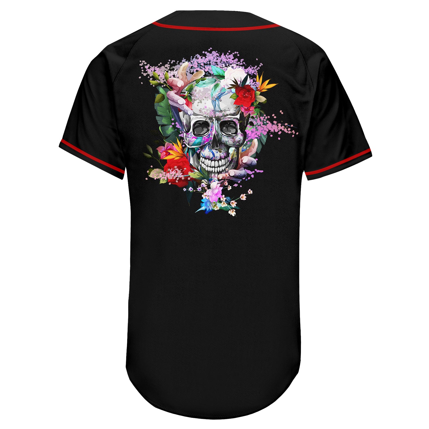Custom Black White-Red Authentic Skull Fashion Baseball Jersey