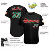 Custom Black Kelly Green-Red Authentic Baseball Jersey
