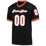 Custom Black White-Orange Mesh Authentic Throwback Football Jersey