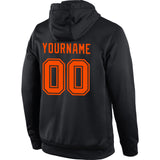 Custom Stitched Black Orange Sports Pullover Sweatshirt Hoodie