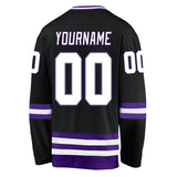 Custom Black White-Purple Hockey Jersey