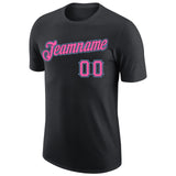 Custom Black Pink-Light Blue Performance T-Shirt