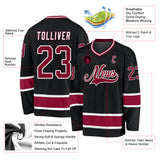 Custom Black Maroon-White Hockey Jersey