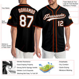 Custom Black White-Orange Authentic Baseball Jersey