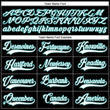 Custom Black Aqua Pinstripe White-Teal Authentic Baseball Jersey