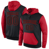 Custom Stitched Black Black-Red Sports Pullover Sweatshirt Hoodie