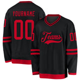 Custom Black Red Hockey Jersey