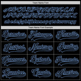 Custom Black Black-Light Blue Hockey Jersey