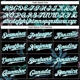 Custom Black Teal-White 3D Pattern Design Hawaii Palm Trees Authentic Baseball Jersey