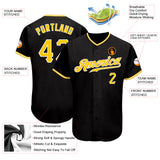 Custom Black Gold-White Authentic Baseball Jersey