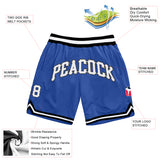 Custom Blue White-Black Authentic Throwback Basketball Shorts