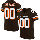 Custom Brown White-Orange Mesh Authentic Football Jersey