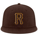 Custom Brown Brown-Gold Stitched Adjustable Snapback Hat