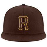 Custom Brown Brown-Gold Stitched Adjustable Snapback Hat