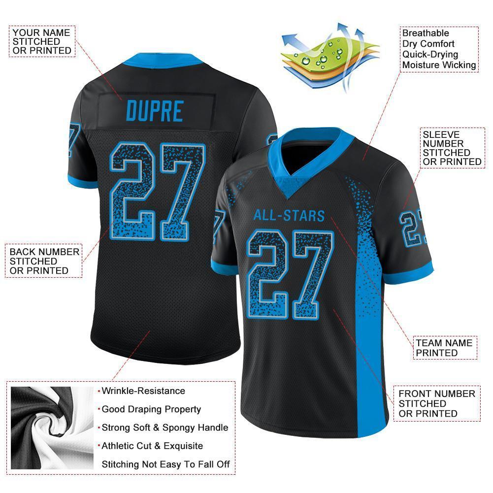 Custom Black Panther Blue-Gray Mesh Drift Fashion Football Jersey
