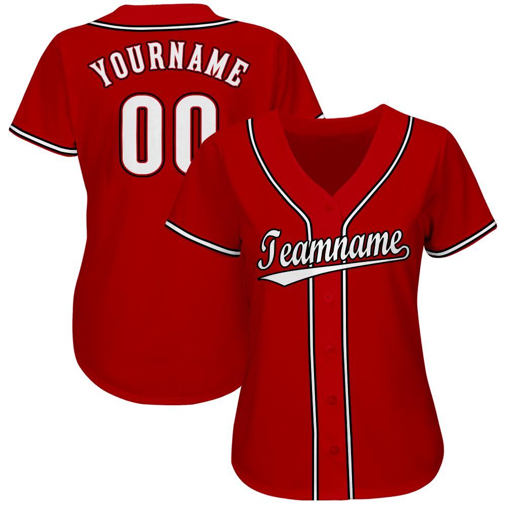 Custom Red White-Black Baseball Jersey