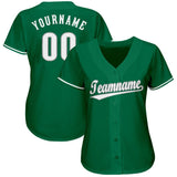 Custom Kelly Green White-Gray Baseball Jersey