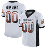 Custom White Black-Orange Mesh Drift Fashion Football Jersey