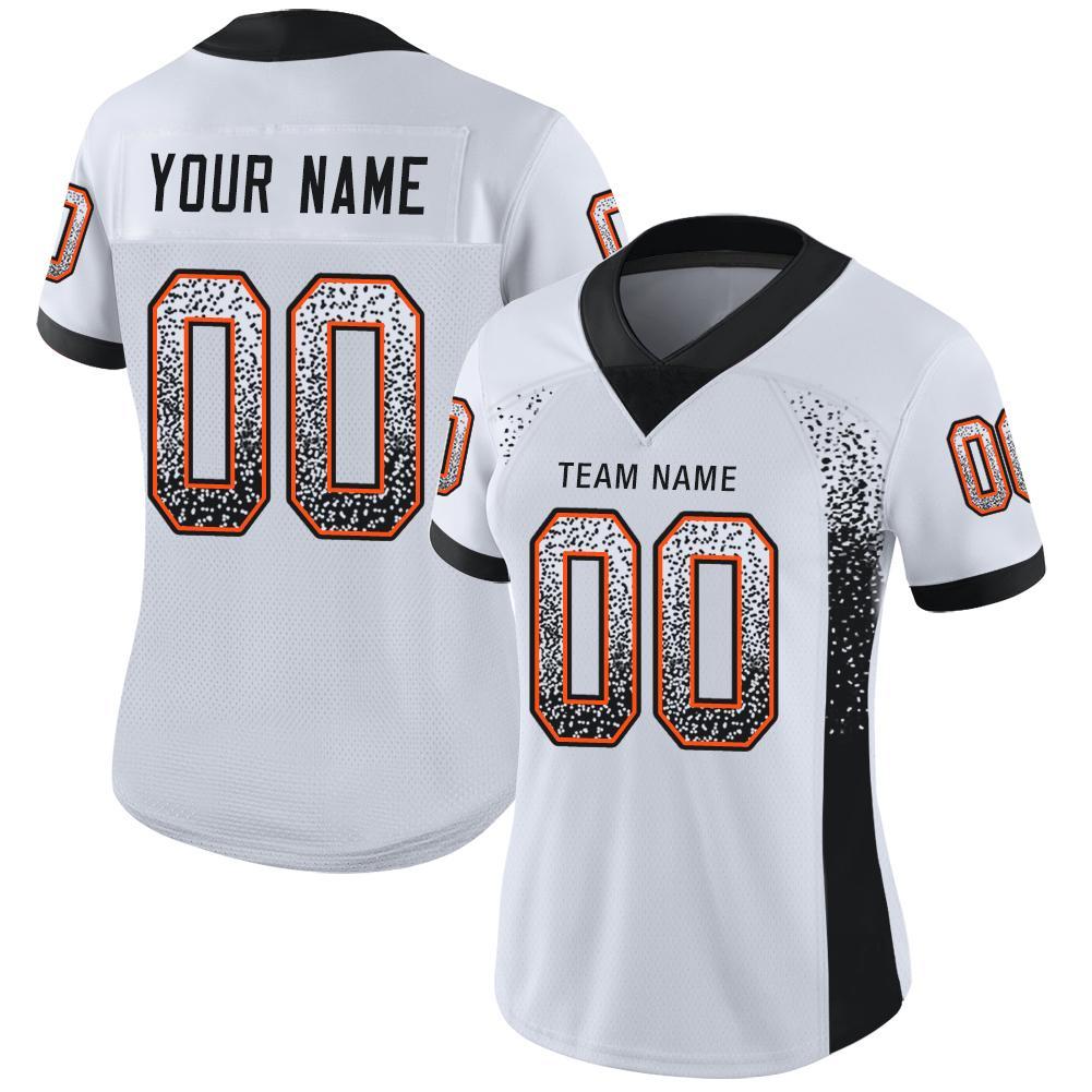 Custom White Black-Orange Mesh Drift Fashion Football Jersey