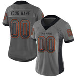 Custom Gray Black-Orange Mesh Drift Fashion Football Jersey