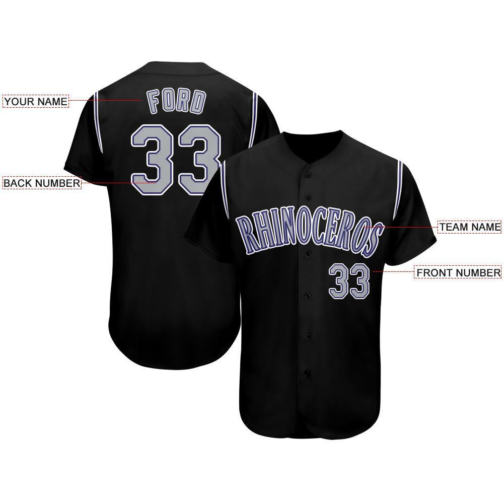 Custom Black Gray-Purple Baseball Jersey