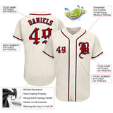 Custom Cream Red-Navy Authentic Baseball Jersey