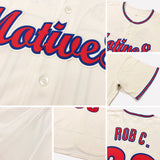 Custom Cream Red-Navy Authentic Baseball Jersey
