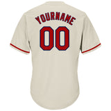 Custom Cream Red-Navy Authentic Throwback Rib-Knit Baseball Jersey Shirt