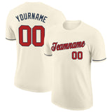 Custom Cream Red-Navy Performance T-Shirt